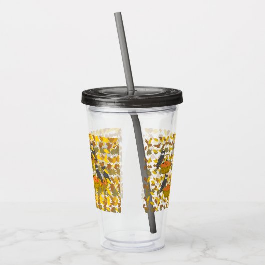 Autumn Pumpkin Pattern Reusand Acrylic Tumbler Acryltrinkbecher (Links)