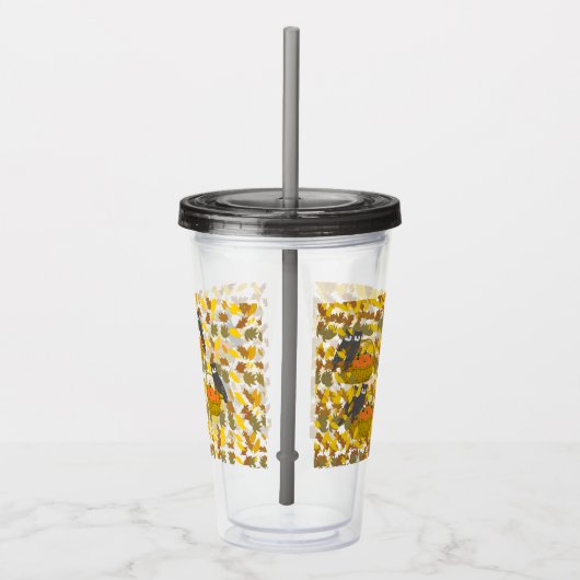 Autumn Pumpkin Pattern Reusand Acrylic Tumbler Acryltrinkbecher (Rechts)