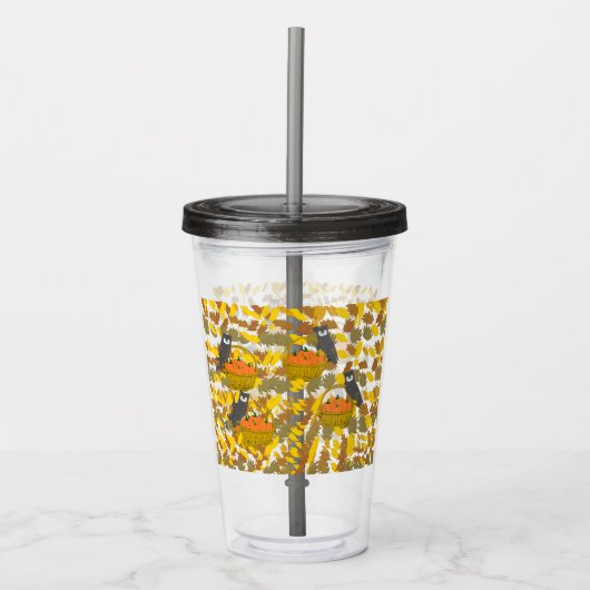 Autumn Pumpkin Pattern Reusand Acrylic Tumbler Acryltrinkbecher (Vorderseite)