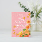 Autumn Pumpkin Peach Holiday Card Feiertagskarte (Stehend Vorderseite)