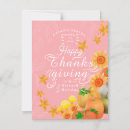 Autumn Pumpkin Peach Holiday Card Feiertagskarte