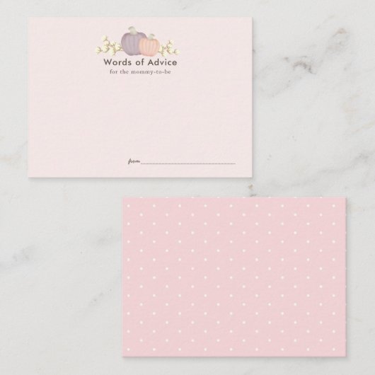 Autumn Pumpkin Pink Baby Shower Cards Begleitkarte (Vorne/Hinten)