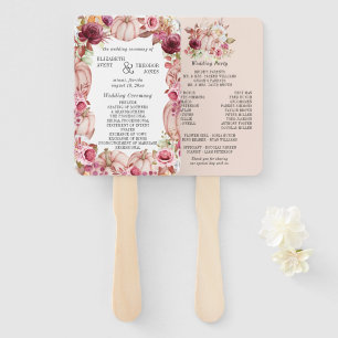 Autumn Pumpkin Pink Burgundy Wedding Program Fächer