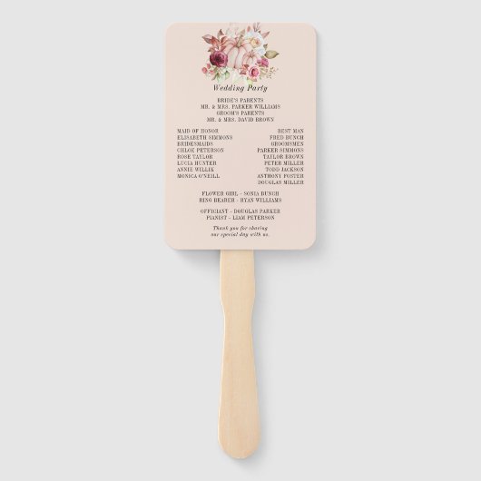 Autumn Pumpkin Pink Burgundy Wedding Program Fächer (Rückseite)