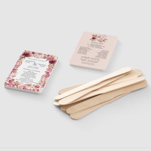 Autumn Pumpkin Pink Burgundy Wedding Program Fächer (Non-assembled)