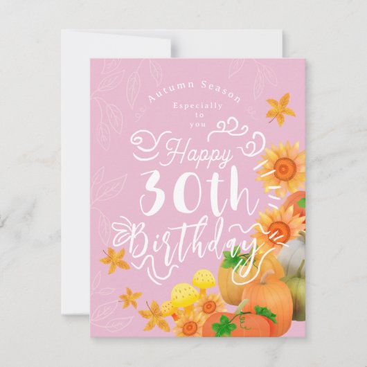 Autumn Pumpkin Pink Feiertagskarte (Vorderseite)