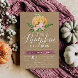 Autumn Pumpkin Pink Floral Baby Dusche Einladung