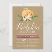 Autumn Pumpkin Pink Floral Baby Dusche Einladung (Vorderseite)