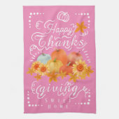 Autumn Pumpkin Pink Geschirrtuch (Vertikal)