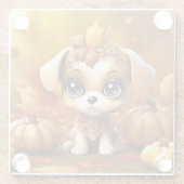 Autumn Pumpkin Puppy Glasuntersetzer (Rückseite)