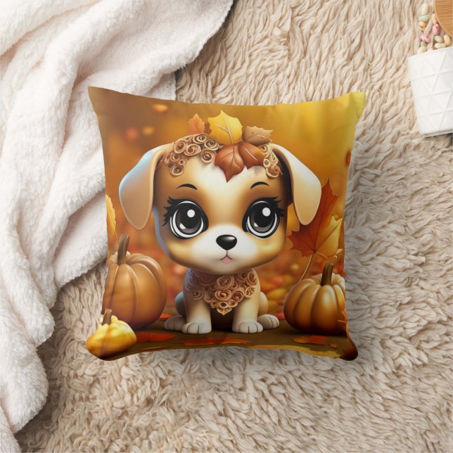 Autumn Pumpkin Puppy Kissen (Decke)