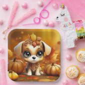 Autumn Pumpkin Puppy Pappteller (Party)