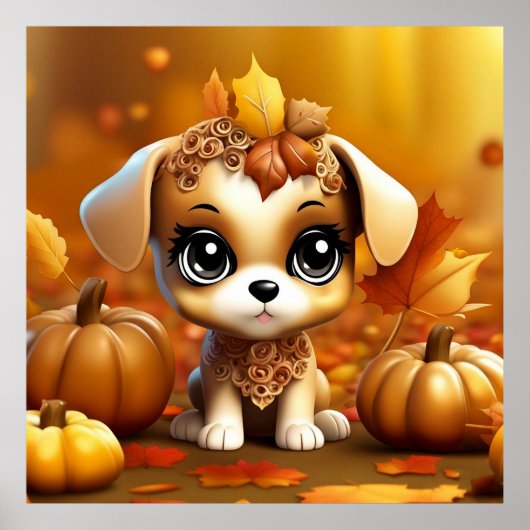Autumn Pumpkin Puppy Poster (Vorne)