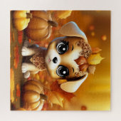 Autumn Pumpkin Puppy Puzzle (Horizontal)