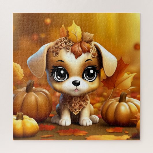 Autumn Pumpkin Puppy Puzzle (Vertikal)