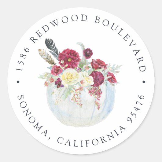 Autumn Pumpkin Rücksendeadresse Runder Aufkleber (Vorderseite)