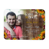 Autumn Pumpkin Rustic Rose Sunflower Foto Magnet (Horizontal)