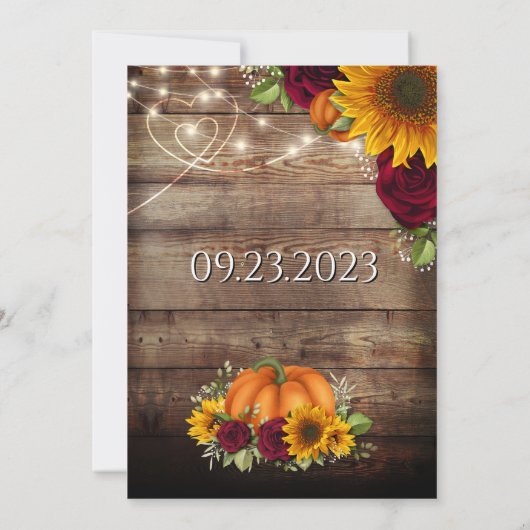 Autumn Pumpkin Rustic Save the Date Card (Rückseite)