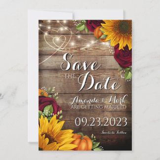 Autumn Pumpkin Rustic Save the Date Card