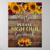 Autumn Pumpkin Rustic Wedbook Sign Poster (Vorne)