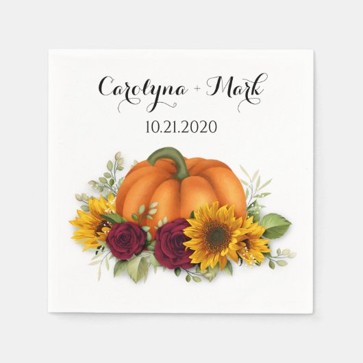 Autumn Pumpkin Rustic Wedding Napkins Serviette (Vorderseite)