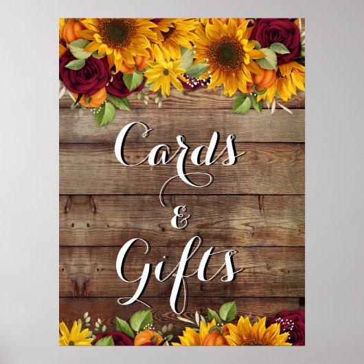 Autumn Pumpkin Rustic Wedding SIgn Poster (Vorne)