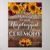 Autumn Pumpkin Rustic Wedding unplugged Zeichen Poster (Vorne)