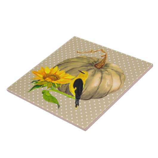 Autumn Pumpkin Sonnenblume und Finch Fliese (Seite)