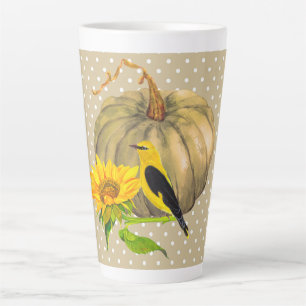 Autumn Pumpkin Sonnenblume und Finch Milchtasse