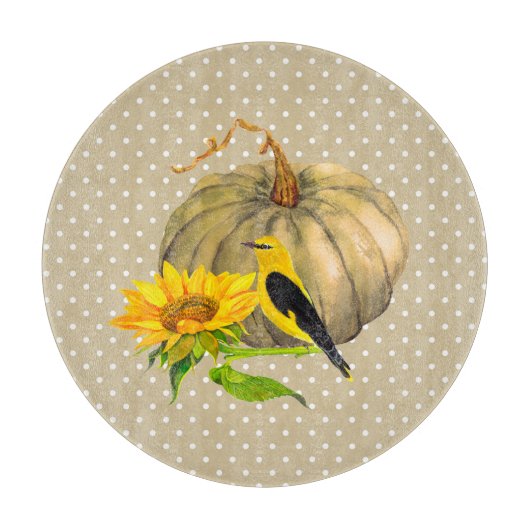 Autumn Pumpkin Sonnenblume und Finch Schneidebrett (Vorderseite)