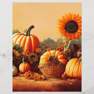Autumn Pumpkin Sunblumen Scrapbook Paper