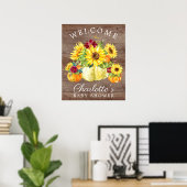 Autumn Pumpkin Sunflower Baby Dusche Begrüßungszei Poster (Heimbüro)