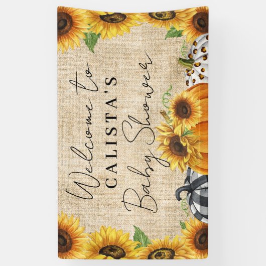 Autumn Pumpkin Sunflower Baby Dusche Willkommen Banner (Vertikal)