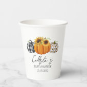 Autumn Pumpkin & Sunflower Baby Shooting Paper Cup Pappbecher (Vorderseite)