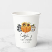 Autumn Pumpkin & Sunflower Baby Sprinkle Pappbecher (Rückseite)
