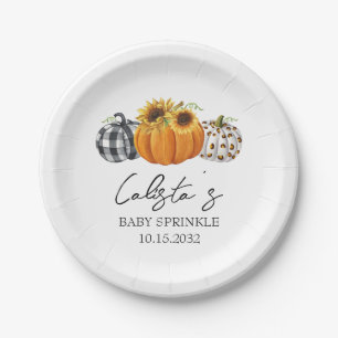 Autumn Pumpkin & Sunflower Baby Sprinkle Pappteller