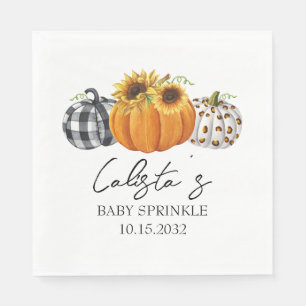 Autumn Pumpkin & Sunflower Baby Sprinkle Serviette