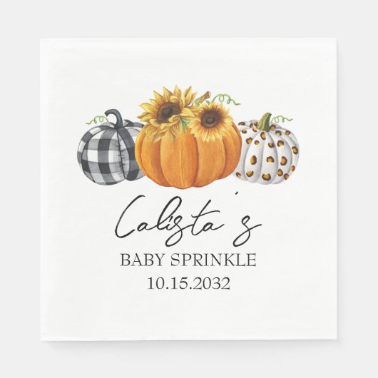 Autumn Pumpkin & Sunflower Baby Sprinkle Serviette (Vorderseite)