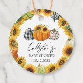 Autumn Pumpkin & Sunflower Babydusche Geschenkanhänger (Rückseite)