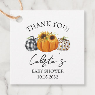 Autumn Pumpkin & Sunflower Babydusche Vielen Dank Geschenkanhänger