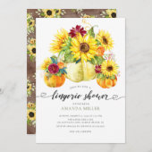 Autumn Pumpkin Sunflower Bridal Lingerie Dusche Einladung (Vorne/Hinten)