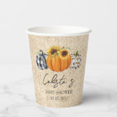 Autumn Pumpkin Sunflower Burlap Baby Dusche Pappbecher (Rückseite)