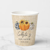 Autumn Pumpkin Sunflower Burlap Baby Dusche Pappbecher (Vorderseite)