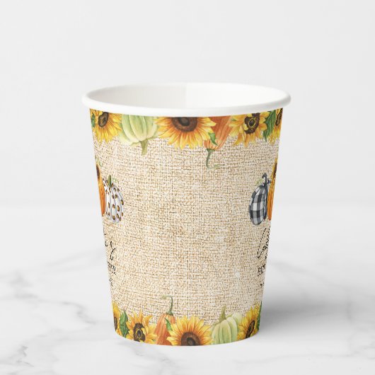 Autumn Pumpkin Sunflower Burlap Baby Dusche Pappbecher (Links)