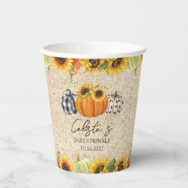 Autumn Pumpkin Sunflower Burlap Baby Sprinkle Pappbecher