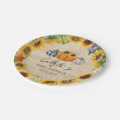 Autumn Pumpkin Sunflower Burlap Baby Sprinkle Pappteller (Schrägansicht)