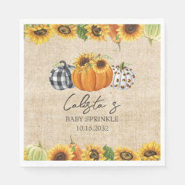 Autumn Pumpkin & Sunflower Burlap Baby Sprinkle Serviette