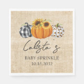 Autumn Pumpkin Sunflower Burlap Baby Sprinkle Serviette (Vorderseite)