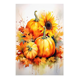 Autumn Pumpkin & Sunflower Fotodruck