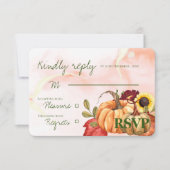 Autumn Pumpkin Sunflower Niedliche Hochzeit im Her RSVP Karte (Vorderseite)